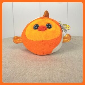 Ty Beanie Ballz Bubbles Goldfish Orange White Plush Round Stuffed Animal 38031